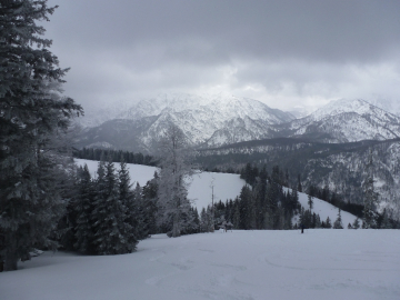 Blick zum Dürrnbachhorn, in der Bildmitte die Bergwachthütte