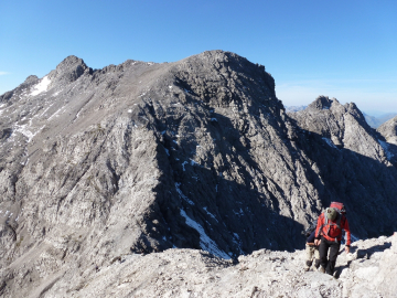 am Bockkarkopf,  links der zuvor überschrittene Steinschartenkopf