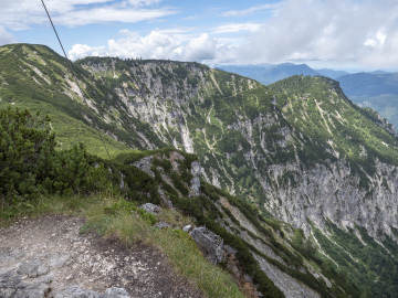 Rückblick, in der Bildmitte der Alpgartensteig